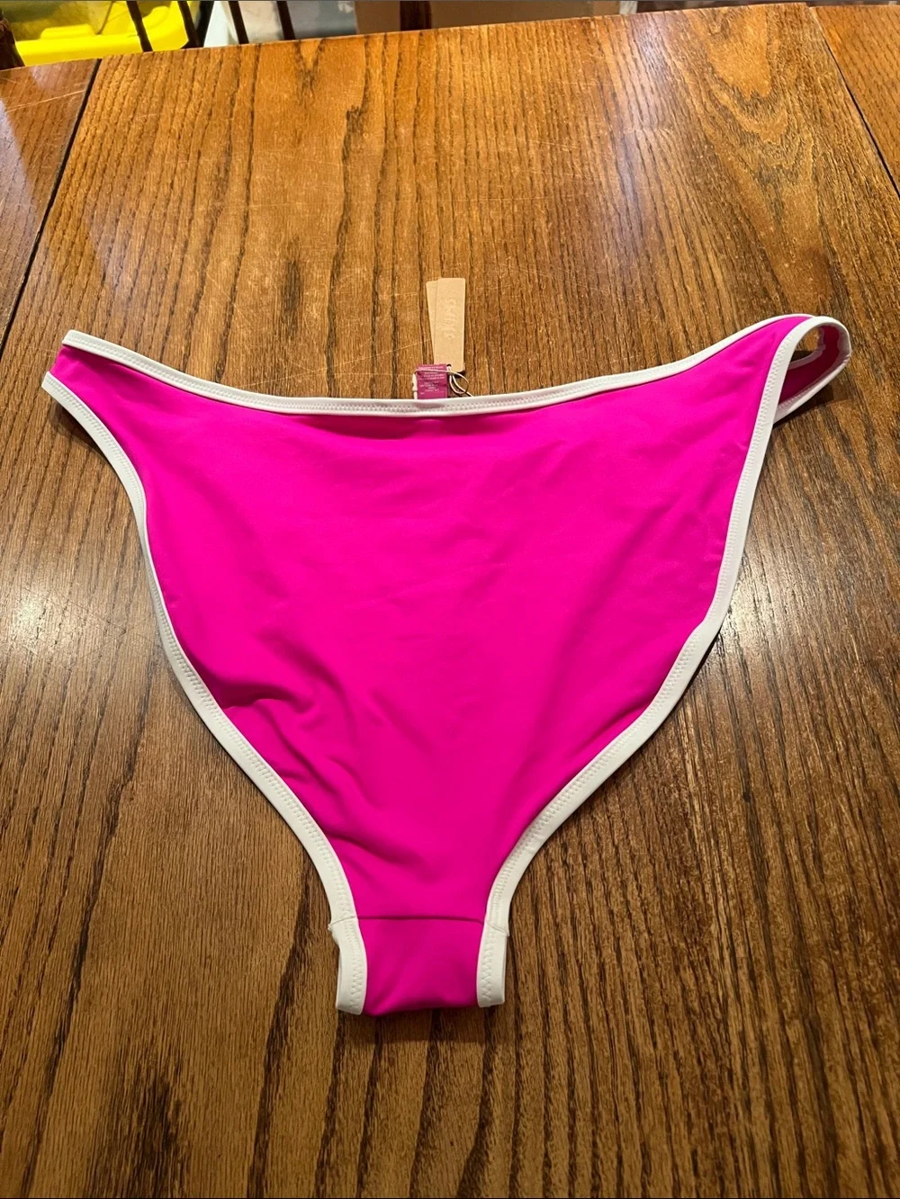Women’s High-Cut Bikini Bottom in Hot Pink with Contrast Trim Size 3X